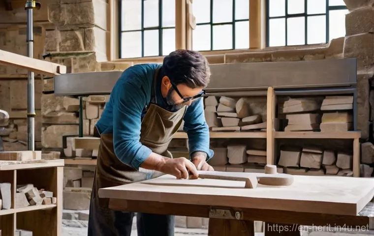 문화재수리 프로젝트 성공 사례 - **Prompt 1: The Modern Artisan's Studio**
    A bright, sunlit interior of a heritage preservation w...